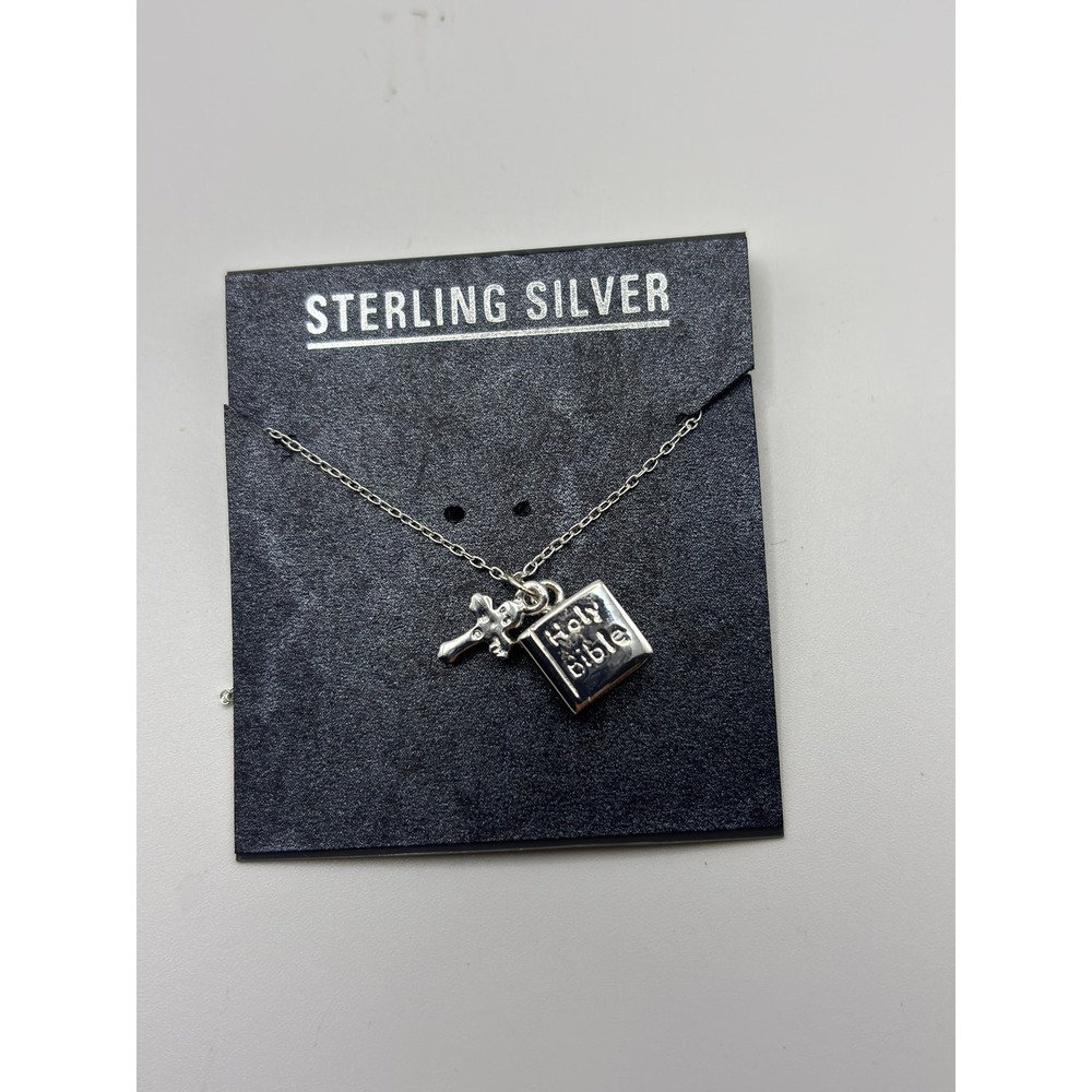 Unbranded Holy Bible Cross Necklace Women OS Silver 925 Sterling Charm Pendant